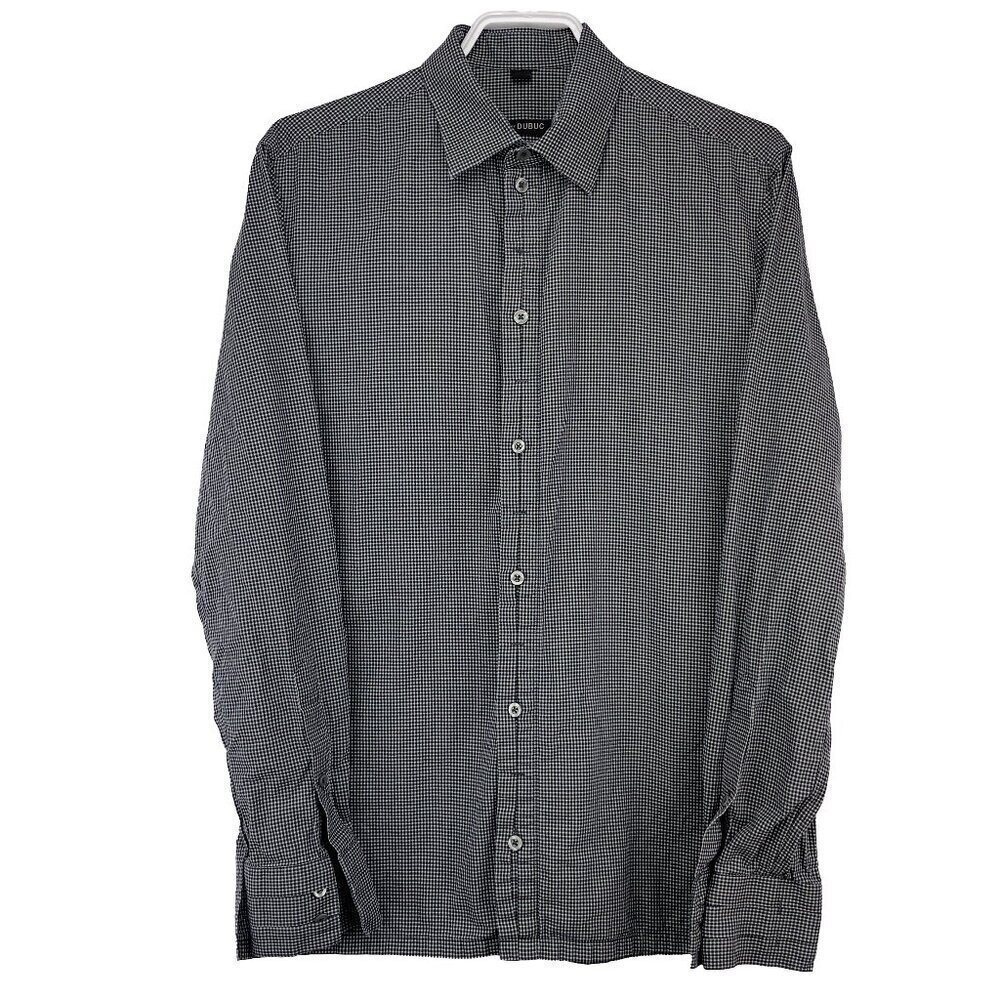PHILIPPE DUBUC 100% Cotton Hidden buttons Checked Black & White‎ Shirt